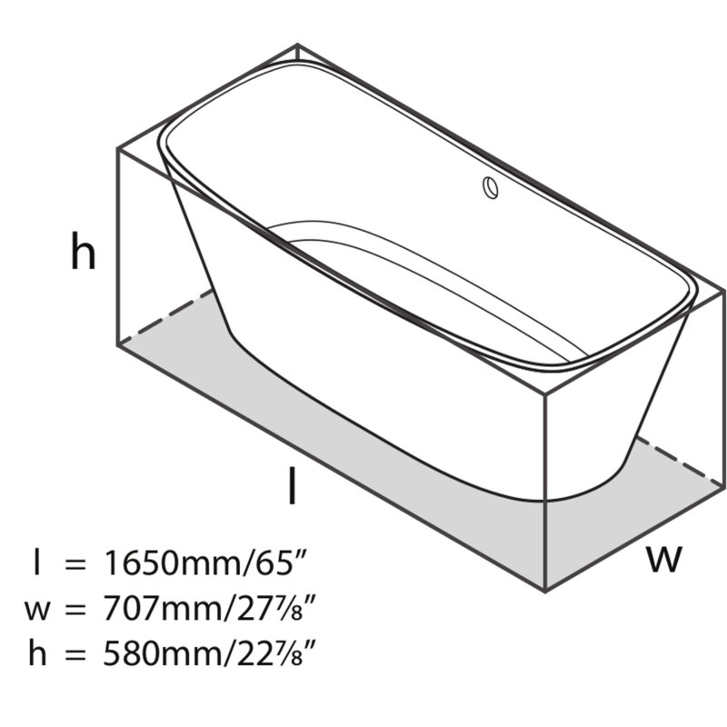 Trivento 65" Freestanding Bathtub with Overflow, Standard White