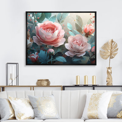«Pink Green Peony In Motion II», reproduction d'art sur toile