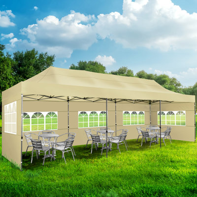 30 Ft x 10 Ft Real Heavy Duty Steel Pop-Up Canopy with 8 Sidewalls