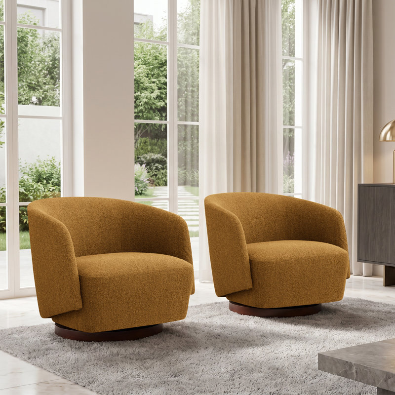 Fauteuils d'appoint pivotants Boucle Caysey (ensemble de 2), Yellow
