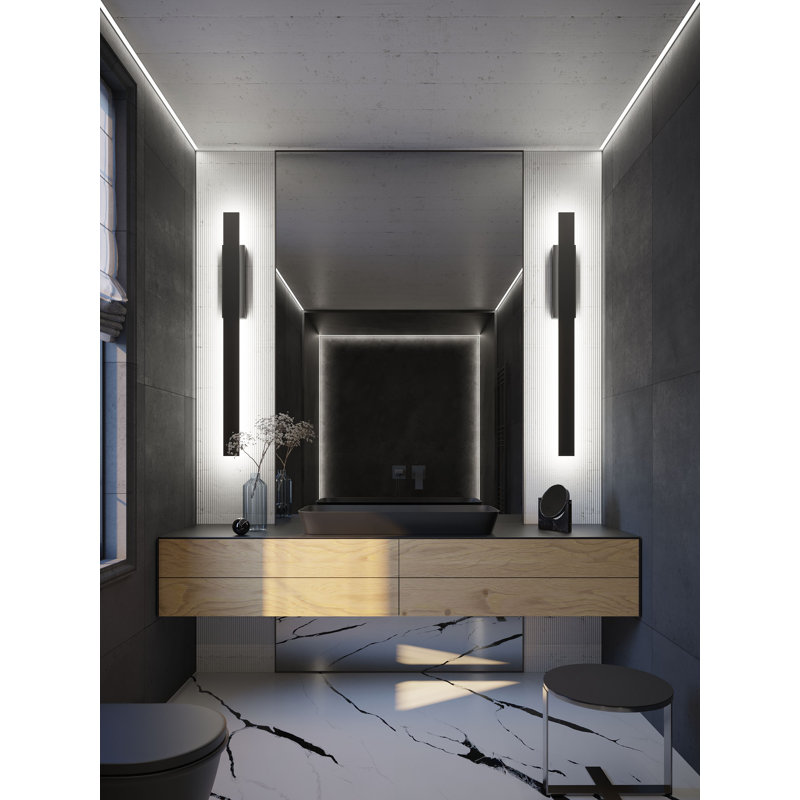 Tru Outdoor LED Sconce - Black, 48" H x 7.5" W x 5" D