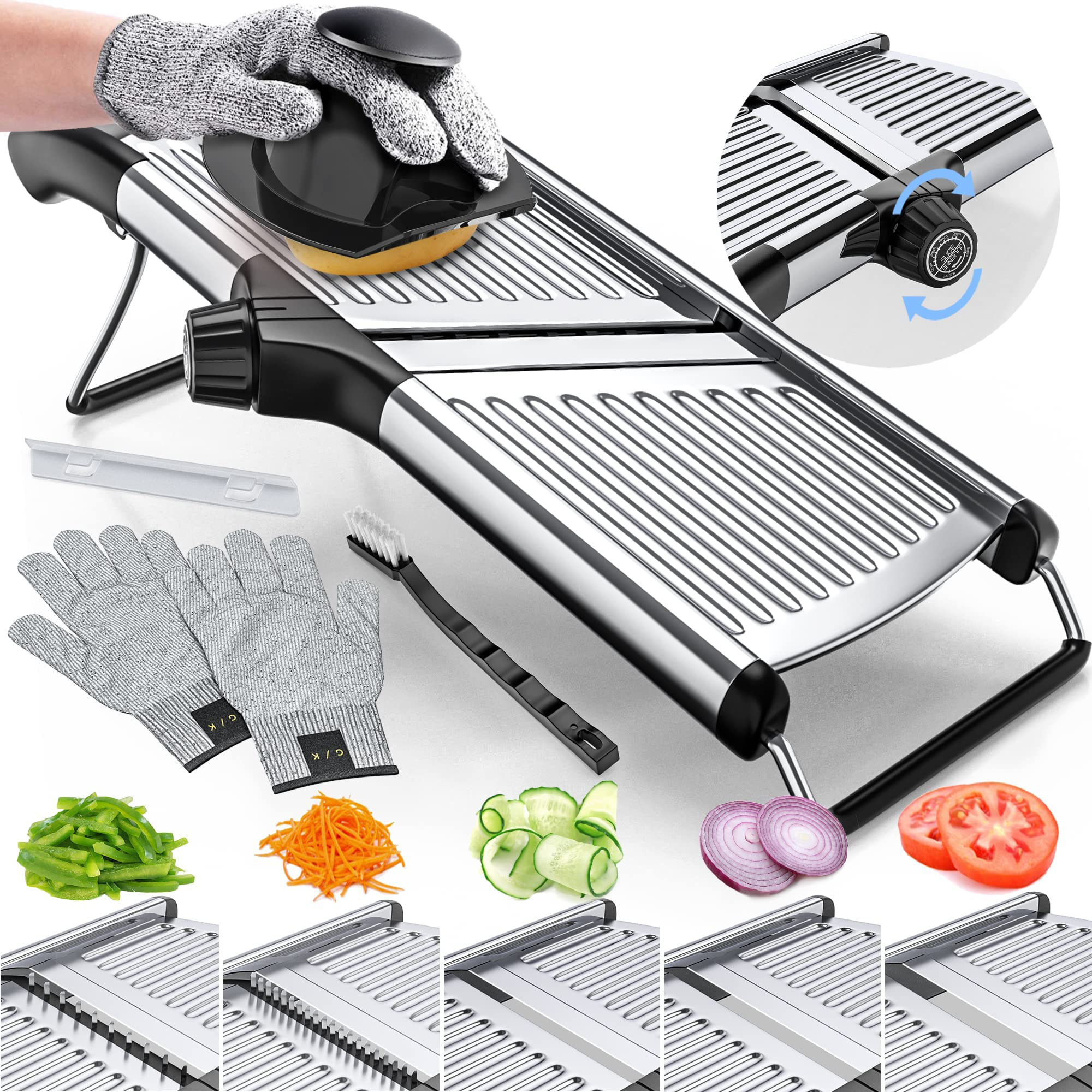 Adjustable Mandoline Slicer For Kitchen, Vegetable Chopper, Food Chopper,  Vegetable Slicer, Potato Slicer, Mandolin, Potato Cutter - Stainless Steel  
