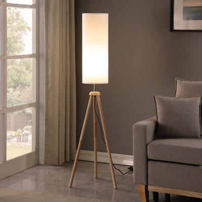 58.5" In Lauren Modern Natural Tripod Floor Lamp