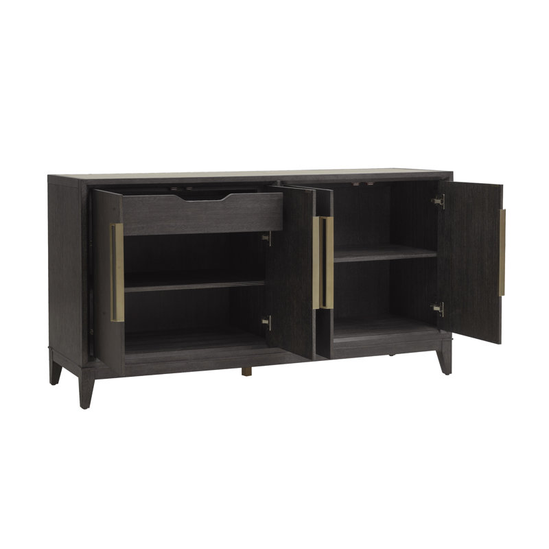 Molasses Ash Wood Stone-Top 4-Door Buffet