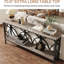 Console industrielle extra longue 70,9 po avec tablettes de rangement ouvertes, canapé étroit pour couloir, vestibule ou salon, rustique et gris rétro-1129191314