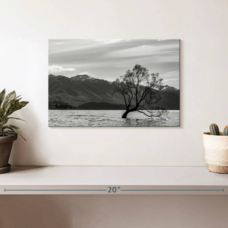 Arbre Harnek monochromatique Wanaka Lake, H 8 po x l 12 po