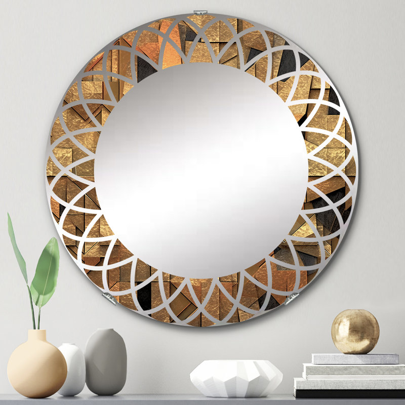 Garaciela - Miroir mural moderne rond, 24 po x 24 po
