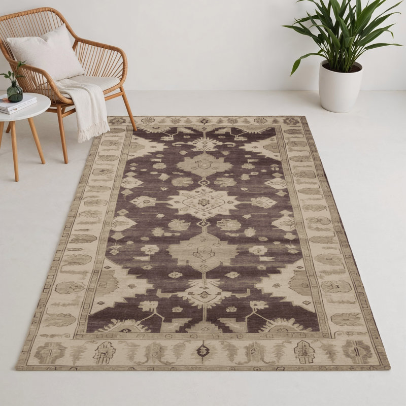 Overdyed Beige Indoor and Outdoor Area Rug, Rectangle 5' x 7'