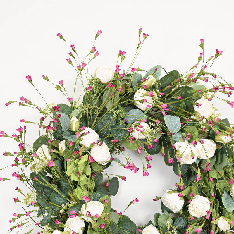 Couronne florale de pivoines d'eucalyptus 28 po