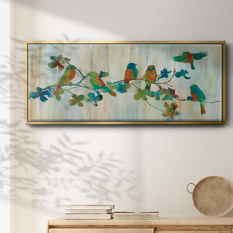 Oiseaux sur une branche - toile encadrée, H 20 po x l 50 po