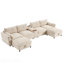 Canapé modulaire de 136 po avec console, porte-gobelet, chargeur USB, repose-pieds de rangement mobile, conception à tirette et capitonnée, canapé en chenille surdimensionné en U pour salon et appartement, 2 couleurs-125894064