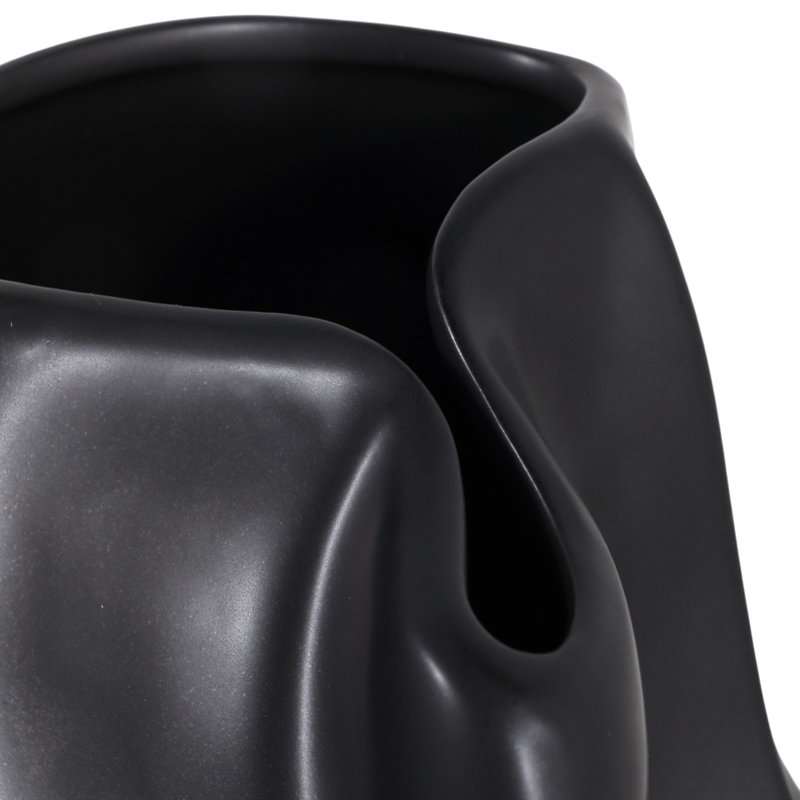Vase de table moderne en céramique pour décoration intérieure, H 14 po x l 8 po x P 8 po, Noir