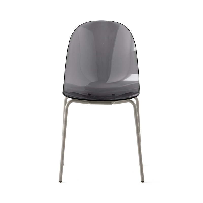 Chaise sans accoudoir Academy avec structure en métal, Gris fumée transparent / taupe mat