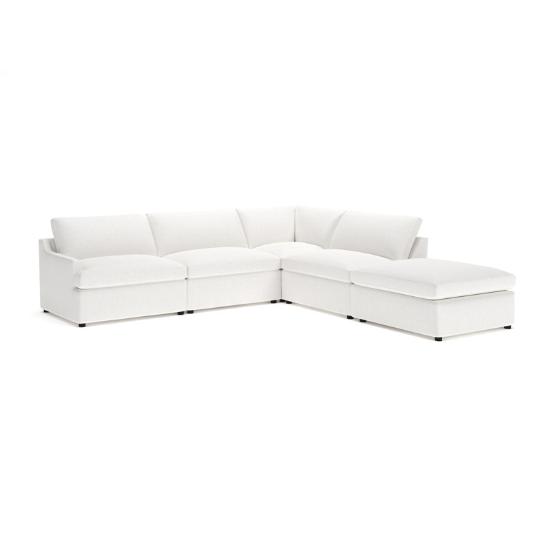 Essex Chaise Sectional, Nomad Snow Crypton® Chenille, Right Hand Facing