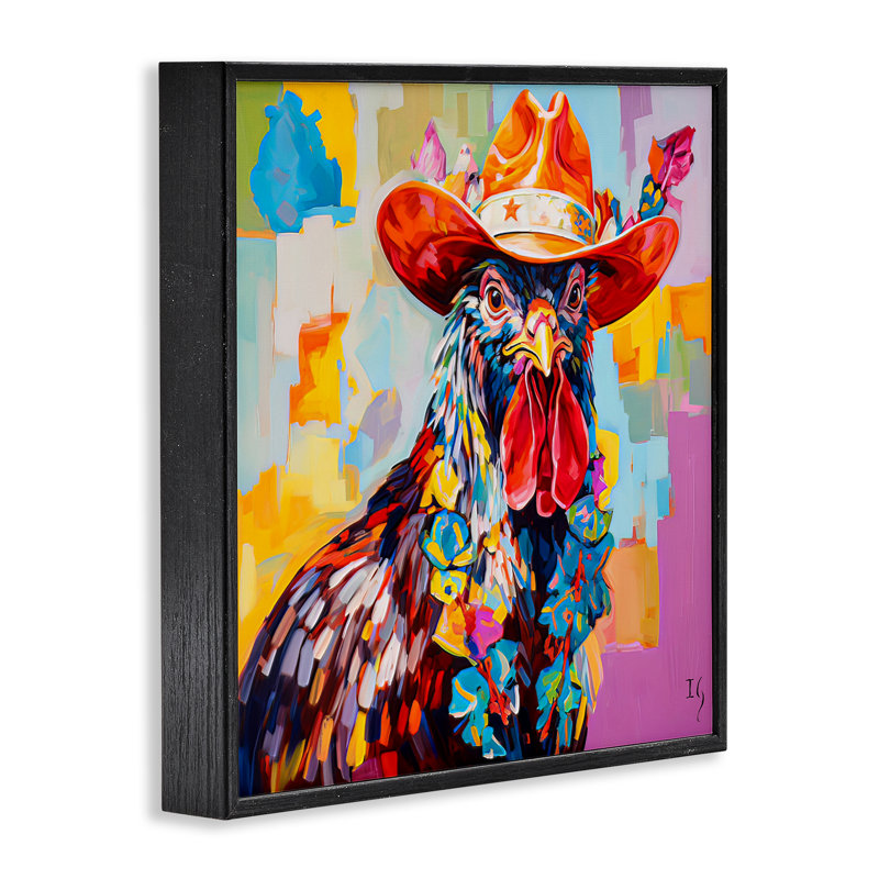 Art de coq moderne, impression par coq moderne d'Ivan Guaderrama, Giclée encadrée noir minuit, H 12 po x l 12 po