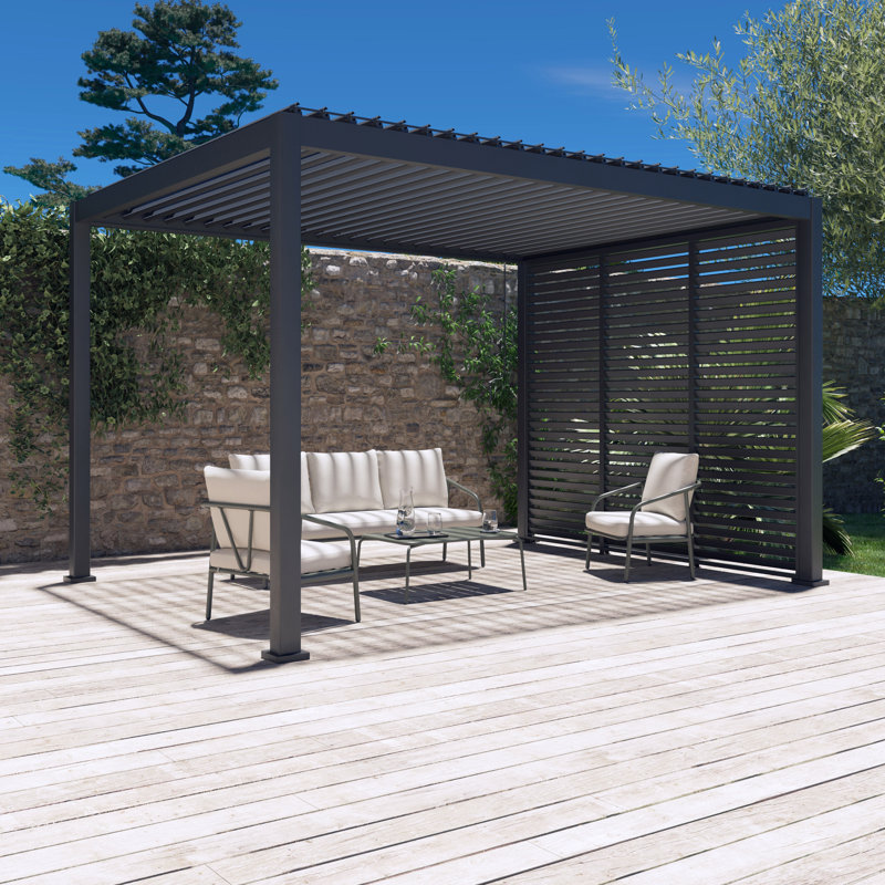 Caleya Louvered Aluminium Pergola 3.04m x 3.95m + 3 shutters 100cm