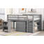 Lit mezzanine double bas avec cabinet, tablettes et bureau portatif à roulettes, lit multifonctionnel-803307227