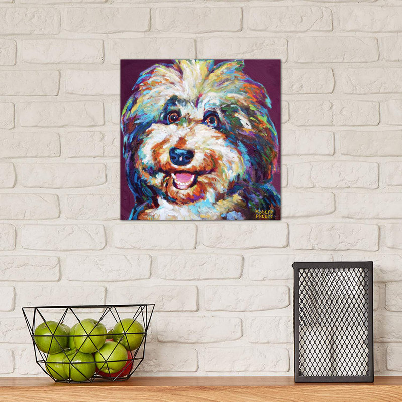 Ms Aussiedoodle On Violet by Robert Phelps - Wrapped Canvas Print, 30.48 cm H x 30.48 cm W