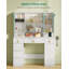 Dressing Table, Large HD Mirror, Vanity Desk with 3 Color LED Lights, Adjustable Brightness, Vanity Table with Power Strip and Hair Dryer Rack, 8 Drawers, 1 Storage Cabinet, White 