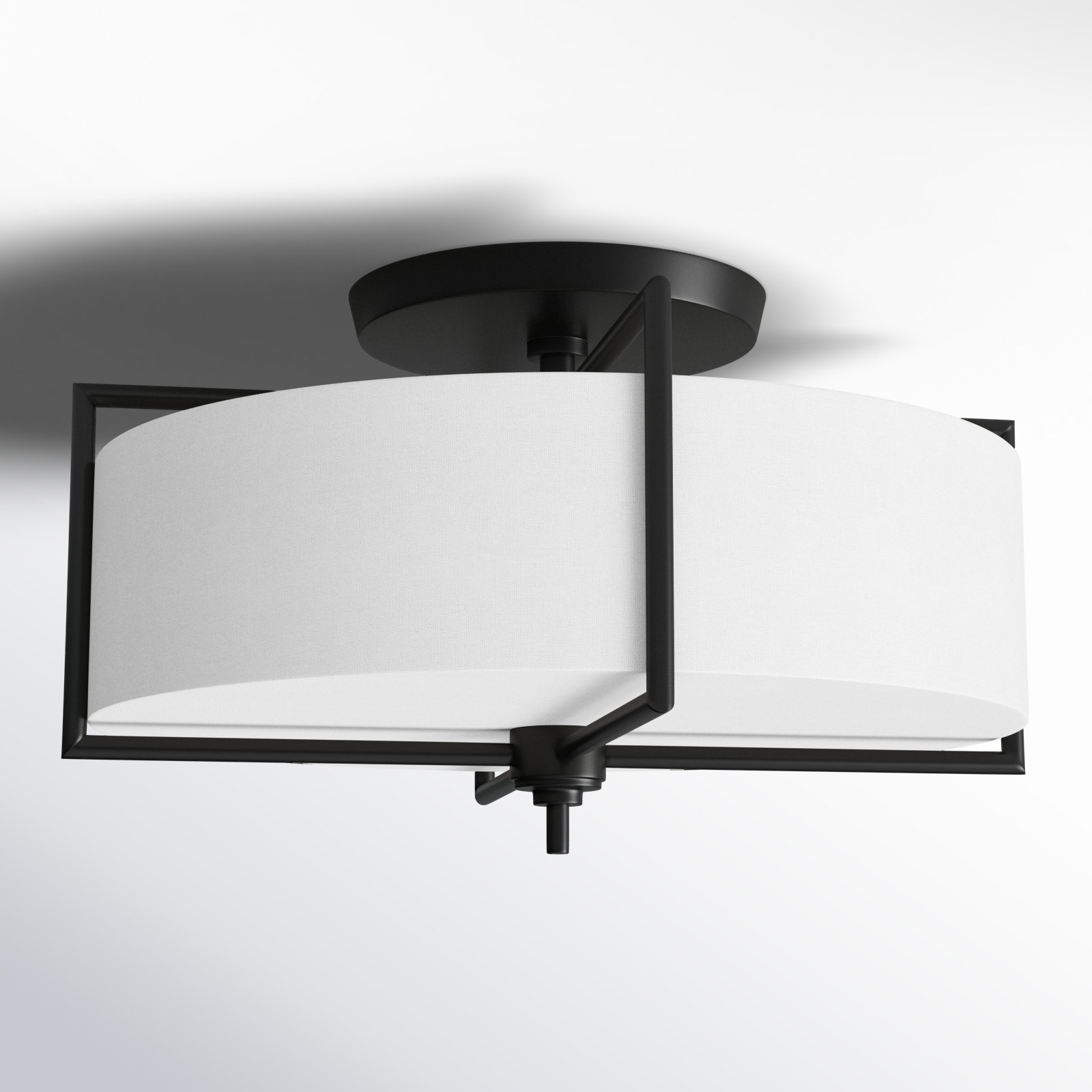 Fabric Semi Flush Mount, Aged Iron, 11.88" H x 20" W x 20" D