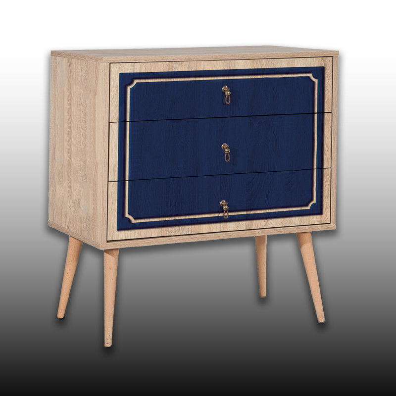 Commode avec 3 tiroirs et poignées en corde