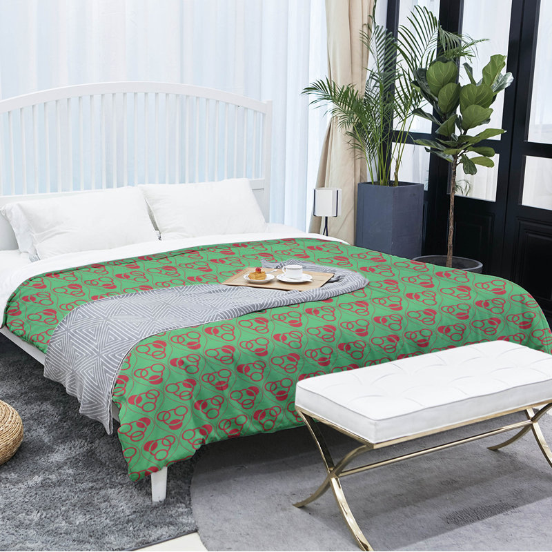 Polyester Comforter, King Comforter, Dark Green/Red