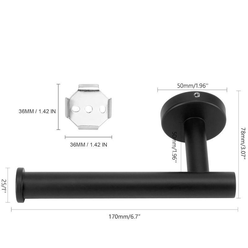Paquet de 2 porte-papier hygiénique mural en acier inoxydable antirouille SUS304 pour salle de bain, cuisine et salle de bain