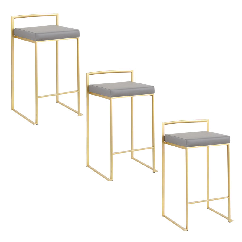 Brieon Stackable Bar and Counter Stool, Gray/Gold, Counter Stool (27" Seat Height)