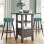 Tabouret haut rond rembourré, ensemble de 2-1208351152
