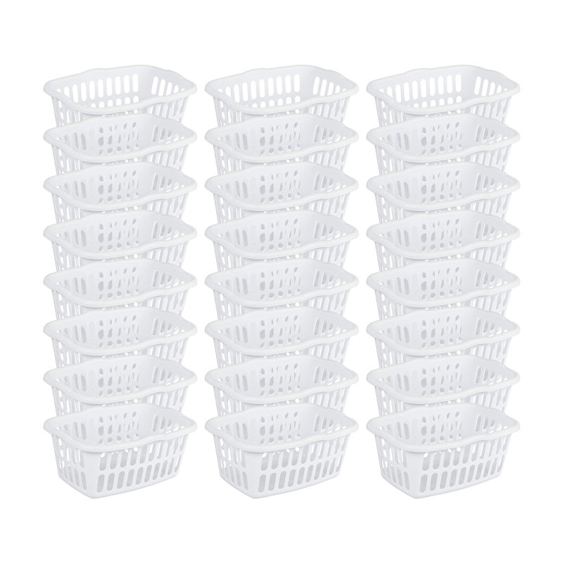 Sterilite Plastic Laundry Basket, 1.5 Bushel Clothes Hamper, White (24 Pack), White