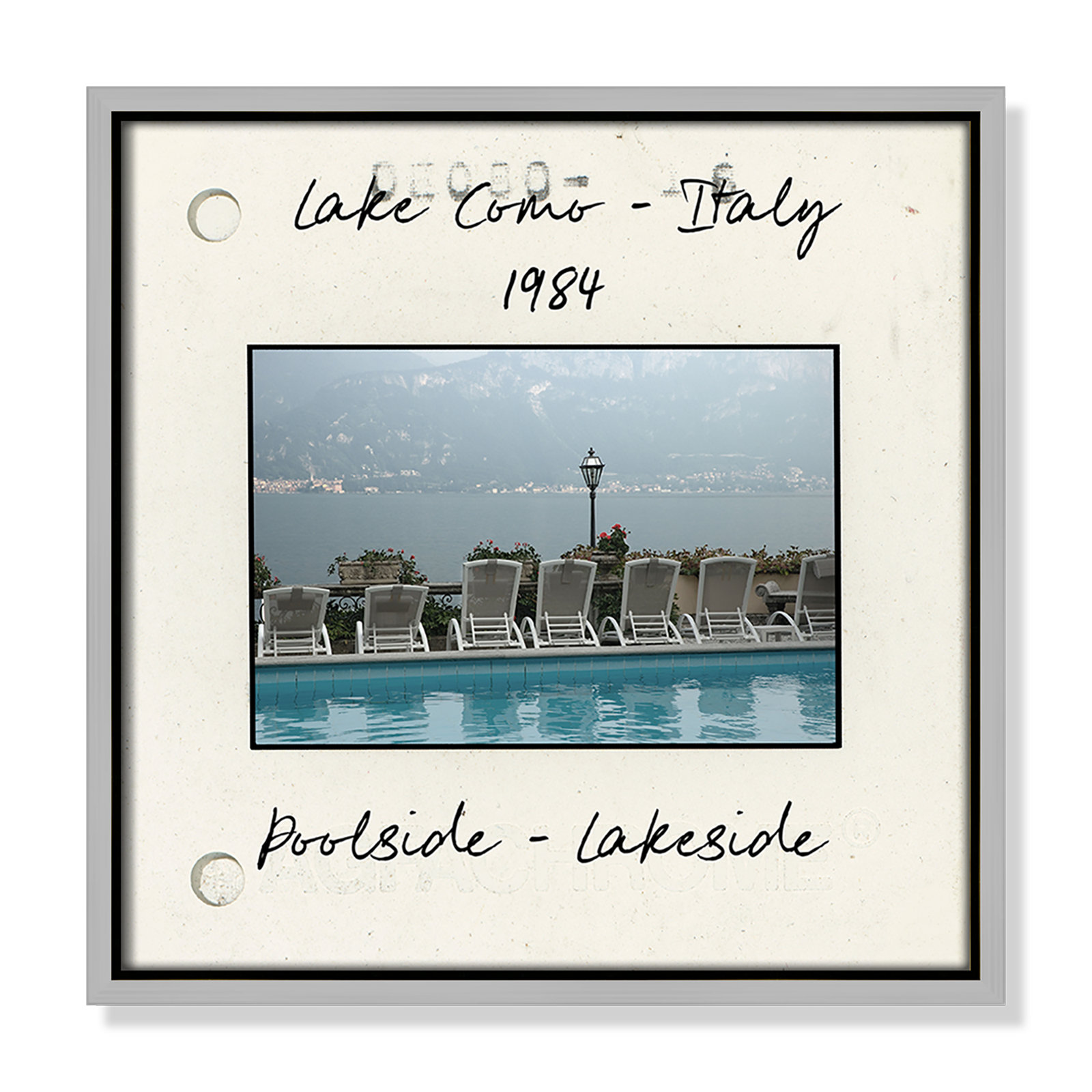 Travel Slide Collection "Lake Como, Italy" Print, 13.5" H x 13.5" W x 2" D, Silver Floater Framed Canvas
