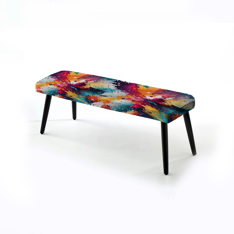 Multicolore peinture éclaboussure tourbillon harmonie - banc noir rembourré abstrait