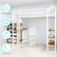 Lit simple à structure en fer blanc, rampe, escalier des deux côtés, peu encombrant, chambre à coucher, longue durée, plateau de table encastré, pieds à double support, épargne-129628587