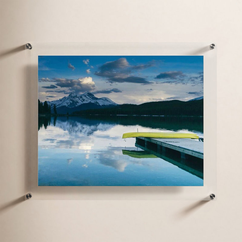 Cadre photo flottant en acrylique transparent transparent de qualité UV - Doré, Argent, H 20 po x l 24 po
