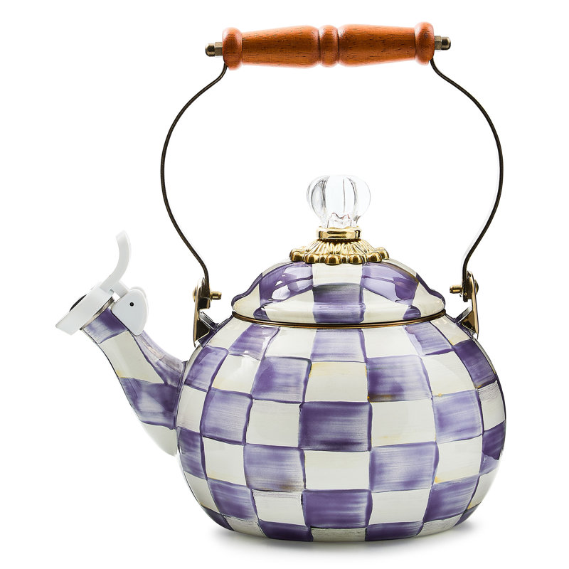 Violet Check Whistling Tea Kettle