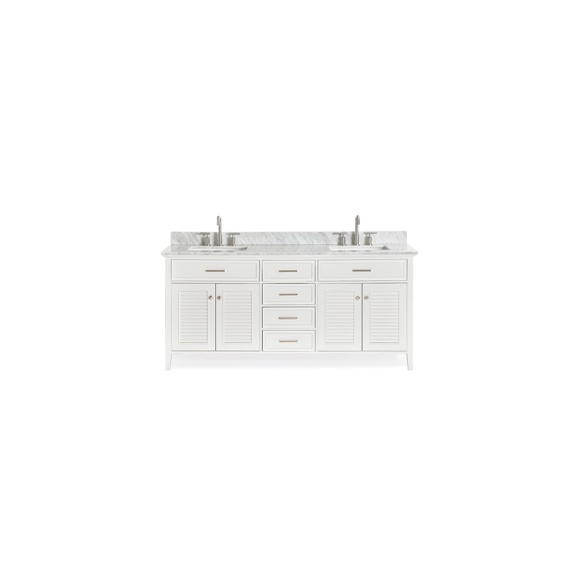 73'' Double Bathroom Vanity, Rectangular, 73", White