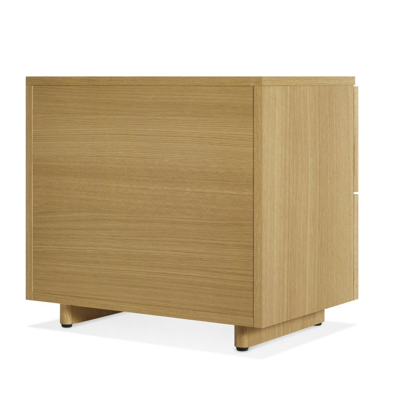 Murmur 2 - Drawer Solid Wood Nightstand, White Oak