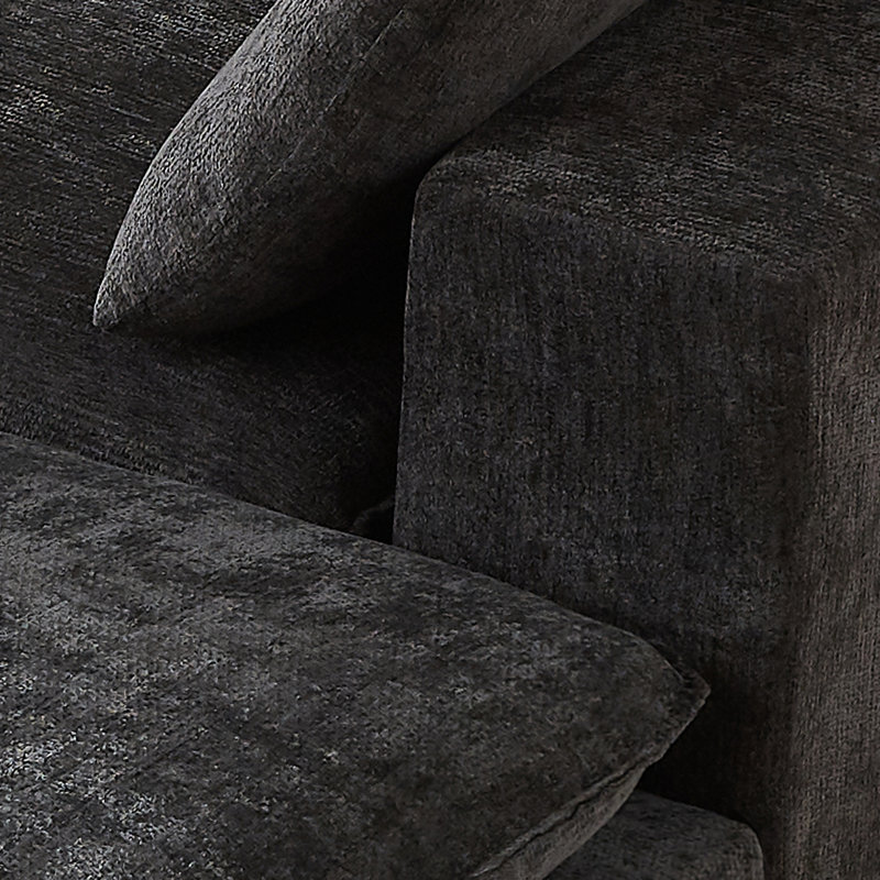 Canapé modulaire désossé en chenille 78 po Boneless, Noir