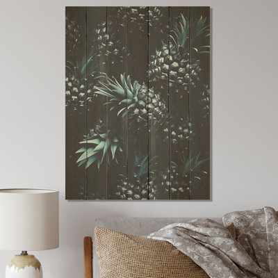 Ananas vert et noir - ananas sur bois