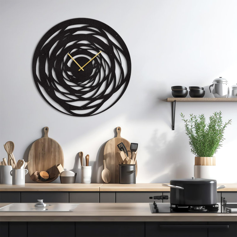 Metal Wall Clock, Black, 30" W x 30" H