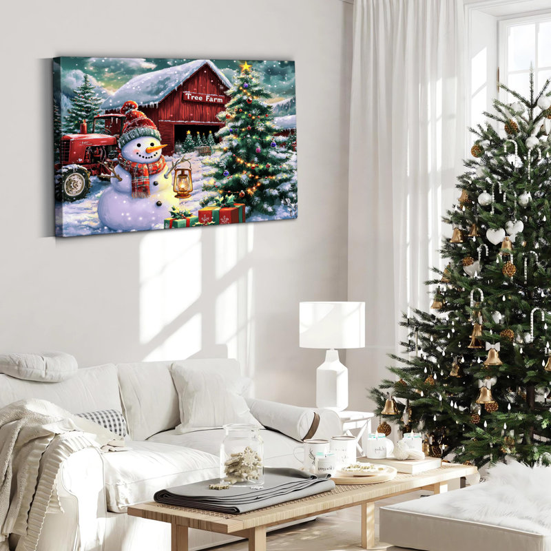 Décorations murales en toile arbre de Noël enneigé, H 24 po x l 36 po