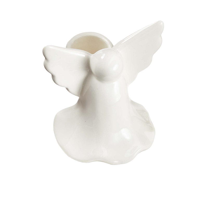  White Angel Ceramic Taper Candle Holder
