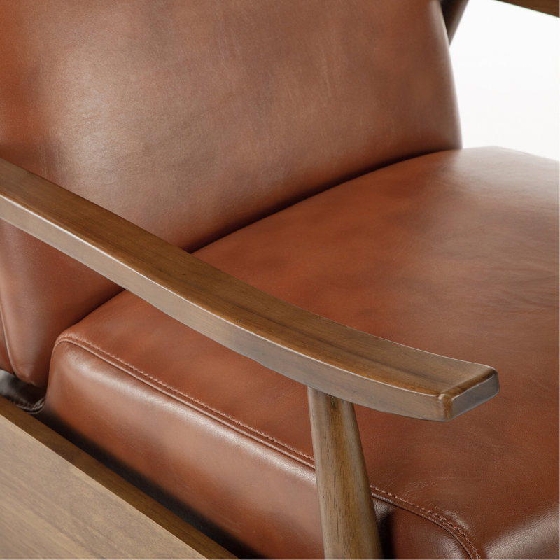 Wood Arm Push Back Recliner - Caramel, Caramel