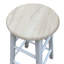 Chariot de salle à manger pliable en demi-cercle avec 2 tabourets ronds (blanc) - bois massif + surface en pvc, plateau de table extensible, 2 tiroirs, roues universelles à 360 ° et poignée en bois