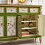 Banc de rangement vert en bois manufacturé
