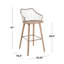 Tabouret de bar à hauteur fixe en bois blanchi et cuivre antique avec repose-pieds carré