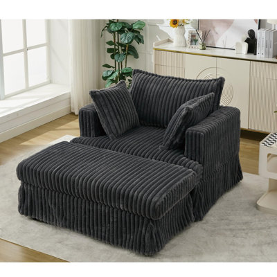 Oversized Corduroy Chaise Longue With Ottoman