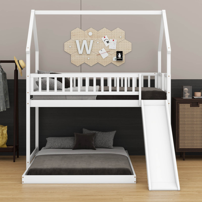 Perrie Kids Twin Over Full L Shape Bunk Bed, White