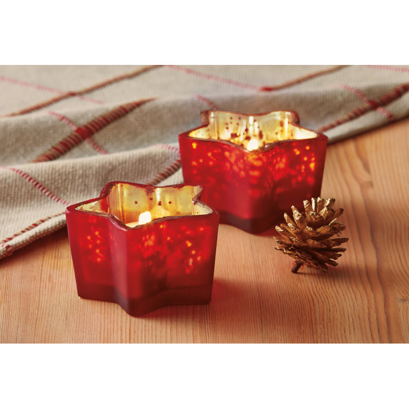 Photophore en verre 3 po H, Rouge