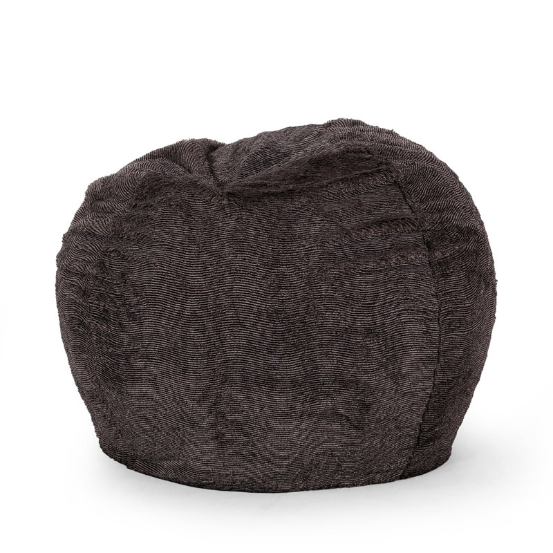 Fauteuil à billes 3 po, H 25,05 po x l 34,05 po x P 34,05 po, Fausse fourrure brune / beige